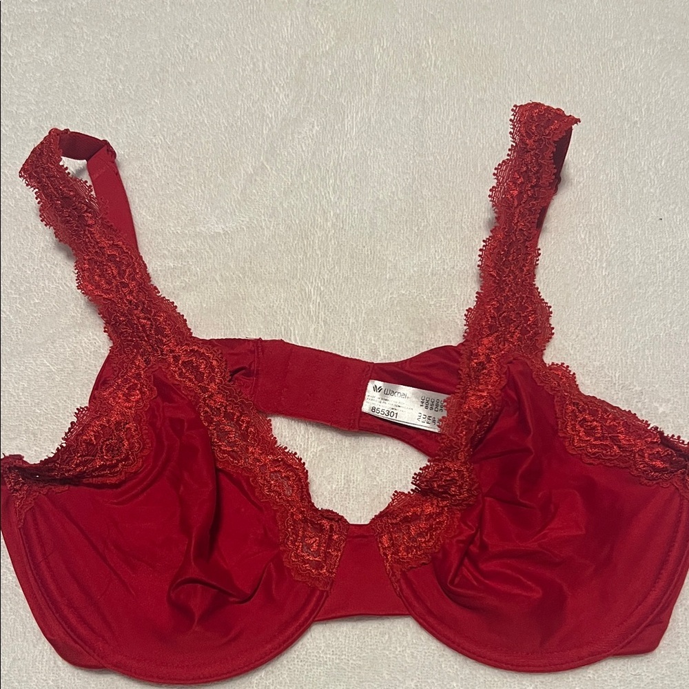 Wacoal "Softly Styled" Red Lace Trim Bra 36C EUC